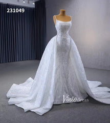 Shimmering Sequin Mermiad Wedding Dresses with Detachable Train and Spaghetti Strap 231049