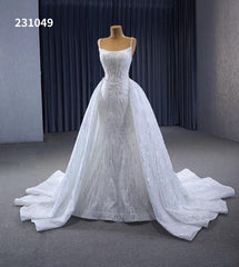 Shimmering Sequin Mermiad Wedding Dresses with Detachable Train and Spaghetti Strap 231049