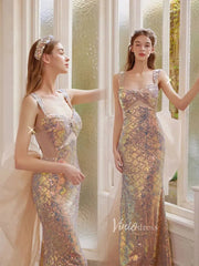 Shimmery Mermaid Prom Dresses with Removable Bow FD1185