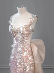 Shimmery Mermaid Prom Dresses with Removable Bow FD1185