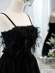 Robe de bal à dos court avec dos corset, petites robes de retour formelles noires