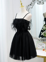 Robe de bal à dos court avec dos corset, petites robes de retour formelles noires