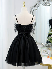 Robe de bal à dos court avec dos corset, petites robes de retour formelles noires