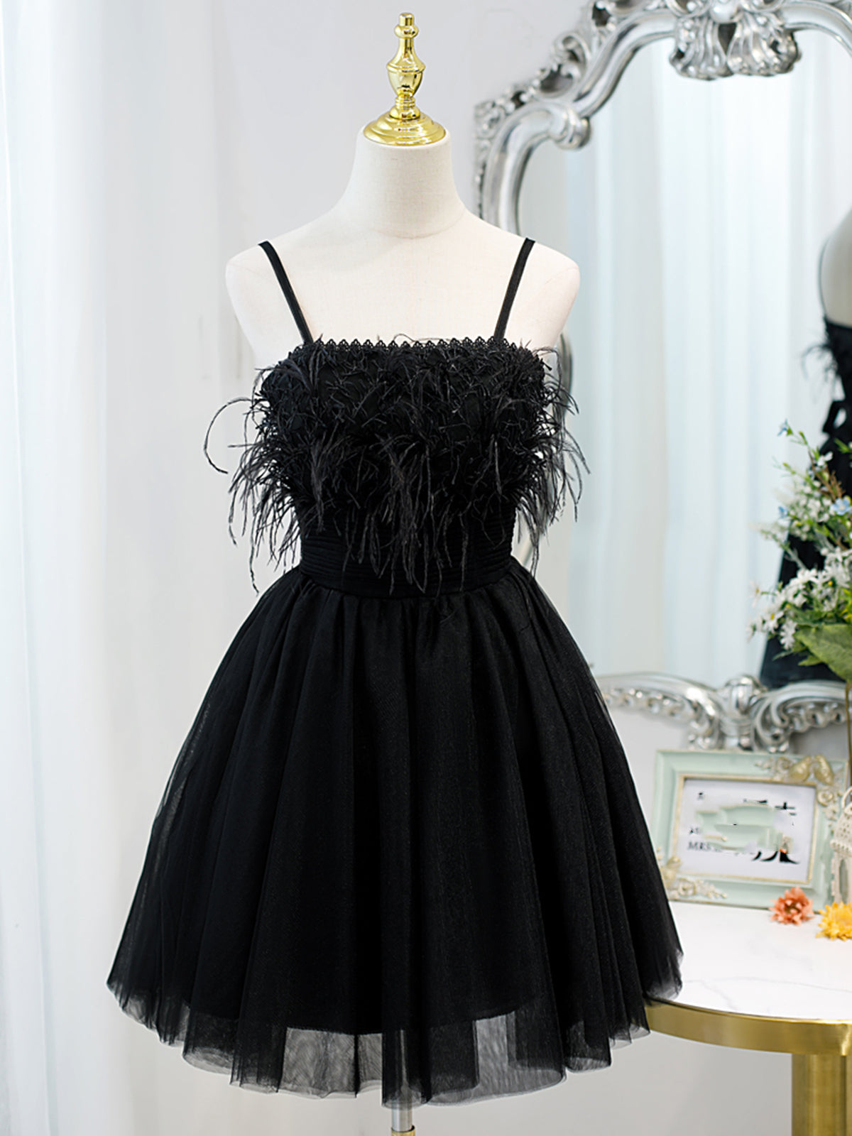 Robe de bal à dos court avec dos corset, petites robes de retour formelles noires