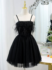 Robe de bal à dos court avec dos corset, petites robes de retour formelles noires