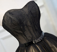 Robes de bal à lacets noires courtes, petites robes de retour formelles en dentelle noire