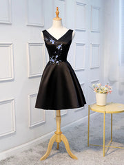 Robes de bal noires courtes, robes de retour à retour formel noires