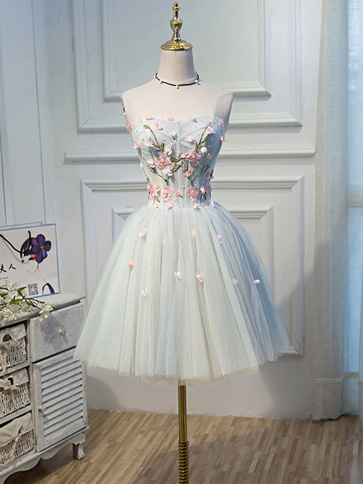 Robes de bal à tulle floral, robes de retour en tulle floral en tulle floral