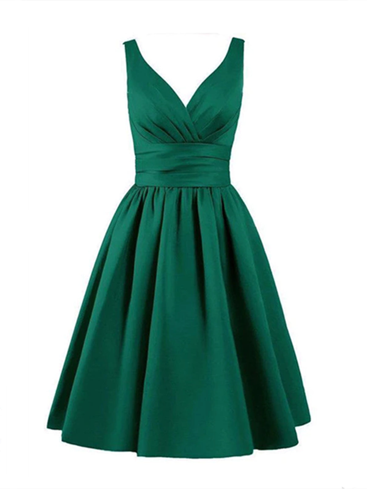 Robes de bal en satin vert courte, robes de remise des diplômes en satin vert court