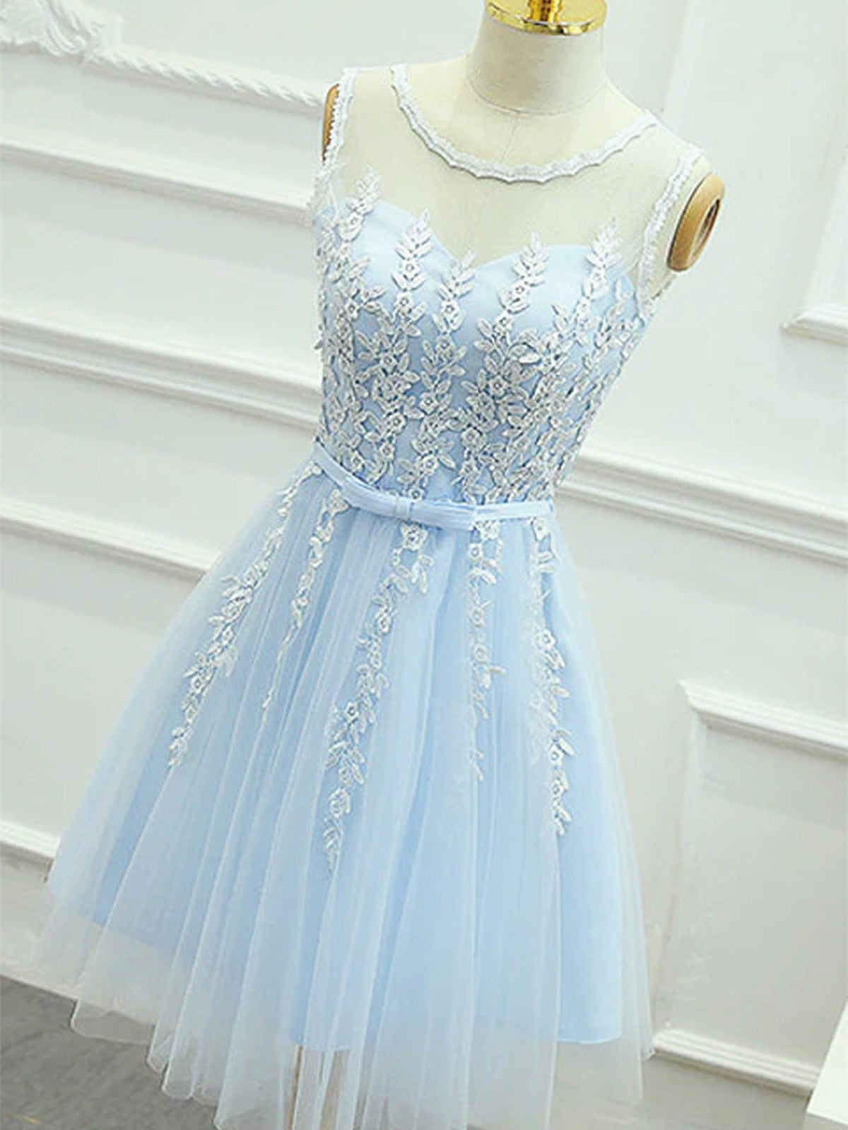 Robes de bal à lacets bleu clair, bleu clair