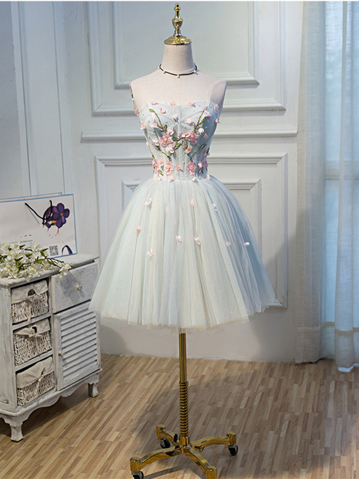 Robes de bal en tulle vert clair,