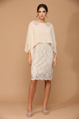 Short Mother of the Bride Cape Dress
