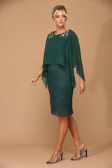 Short Mother of the Bride Cape Dress