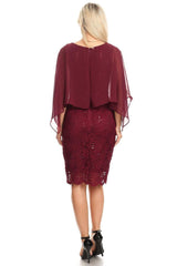 Short Mother of the Bride Cape Dress