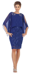 Short Mother of the Bride Cape Dress