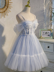 À court d'épaule robes de bal bleu clair, robes de retour formel bleu clair