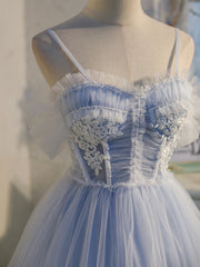 À court d'épaule robes de bal bleu clair, robes de retour formel bleu clair