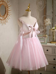 Robes de bal à perles roses courtes, courtes robes de retour formelles perlées roses