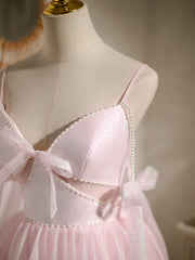Robes de bal à perles roses courtes, courtes robes de retour formelles perlées roses
