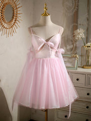 Robes de bal à perles roses courtes, courtes robes de retour formelles perlées roses