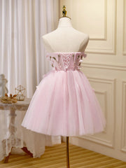 Robes de bal à floral rose courtes, courtes robes de retour formelles florales roses