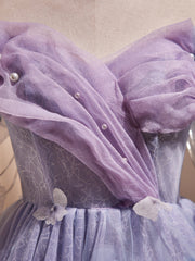 Robes de bal à tulle violet courts, robes de retour en tulle violet en tulle violet