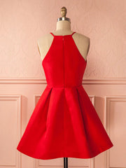 Robes de bal courtes en satin rouge, courtes robes de remise des retraites en satin rouge en satin rouge