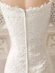 Short Simple Wedding Dresses Lace Long Sleeve Knee Length Bridal Reception Dress