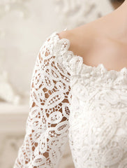 Short Simple Wedding Dresses Lace Long Sleeve Knee Length Bridal Reception Dress