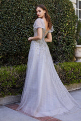 Cinderella Divine B708 Short Sleeve Long Prom Dress