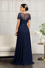 Short Sleeves Mother of the Bride Long Dress