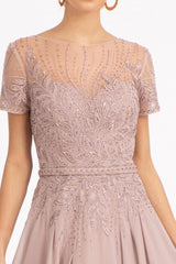 Short Sleeves Mother of the Bride Long Dress