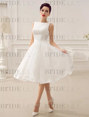 Short Wedding Dress Vintage Bridal Dress 1950’S Bateau Sleeveless Reception Bridal Gown