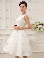 Short Wedding Dress Vintage Bridal Dress 1950’S Bateau Sleeveless Reception Bridal Gown