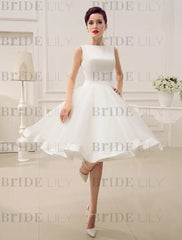 Short Wedding Dress Vintage Bridal Dress 1950’S Bateau Sleeveless Reception Bridal Gown