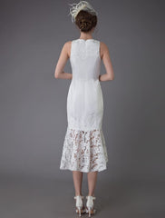 Short Wedding Dress Vintage Jewel Sleeveless Sheath Bridal Dress Exclusive