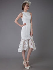 Short Wedding Dress Vintage Jewel Sleeveless Sheath Bridal Dress Exclusive