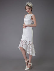 Short Wedding Dress Vintage Jewel Sleeveless Sheath Bridal Dress Exclusive