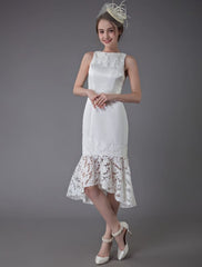 Short Wedding Dress Vintage Jewel Sleeveless Sheath Bridal Dress Exclusive
