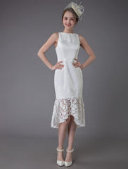 Short Wedding Dress Vintage Jewel Sleeveless Sheath Bridal Dress Exclusive