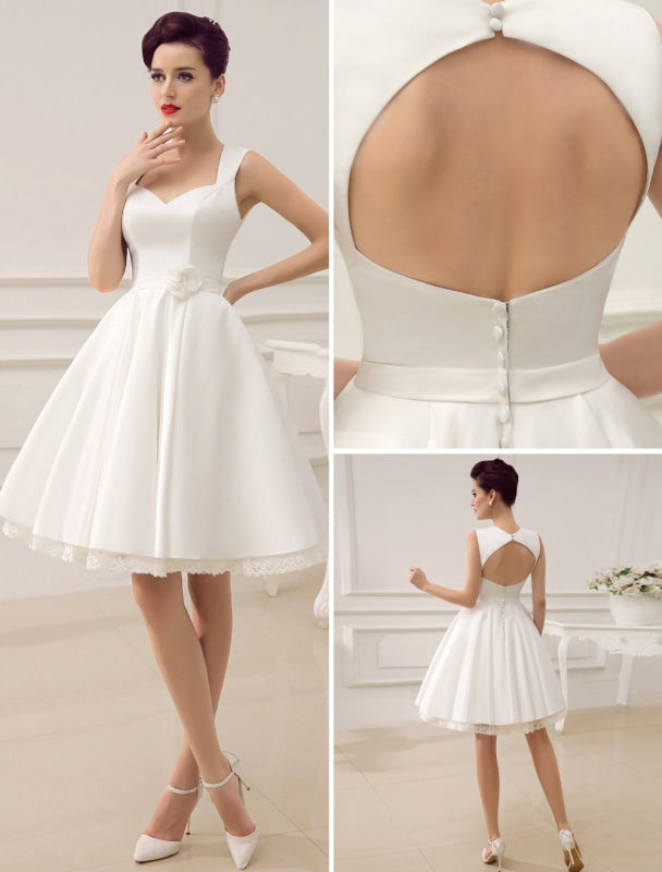 Short Wedding Dresses Satin 1950'S Vintage Bridal Queen Dress Exclusive