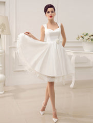 Short Wedding Dresses Satin 1950'S Vintage Bridal Queen Dress Exclusive