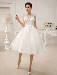 Short Wedding Dresses Vintage 1950'S Bridal Gown Backless Lace Beading Pleated Sequins Illusion Wedding Reception Dress