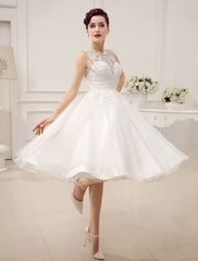 Short Wedding Dresses Vintage 1950'S Bridal Gown Backless Lace Beading Pleated Sequins Illusion Wedding Reception Dress