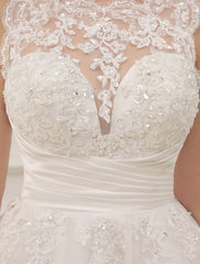 Short Wedding Dresses Vintage 1950'S Bridal Gown Backless Lace Beading Pleated Sequins Illusion Wedding Reception Dress