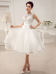 Short Wedding Dresses Vintage 1950'S Bridal Gown Backless Lace Beading Pleated Sequins Illusion Wedding Reception Dress