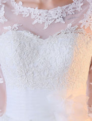Short Wedding Dresses White Half Sleeve Lace Applique Tea Length Bridal Dress