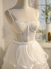 Robes de bal courtes, robes de retour formelles à lacets blancs courts