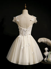 Robes de bal courtes avec papillon, courtes robes de retour formelles blanches