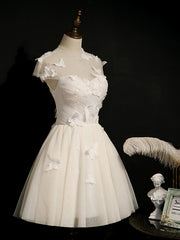 Robes de bal courtes avec papillon, courtes robes de retour formelles blanches
